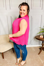 Load image into Gallery viewer, Sweet New Days Fuchsia Smocked Neck Pleated Sleeveless Top
