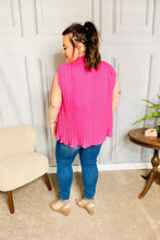 Load image into Gallery viewer, Sweet New Days Fuchsia Smocked Neck Pleated Sleeveless Top
