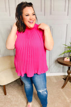 Load image into Gallery viewer, Sweet New Days Fuchsia Smocked Neck Pleated Sleeveless Top
