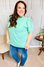 Load image into Gallery viewer, Follow Me Mint Frill Mock Neck Woven Top
