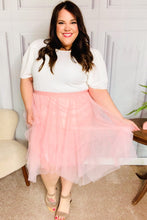 Load image into Gallery viewer, Feeling Femme&#39; Blush Asymmetric Tiered Tulle Midi Skirt
