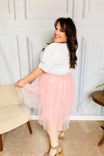 Load image into Gallery viewer, Feeling Femme&#39; Blush Asymmetric Tiered Tulle Midi Skirt
