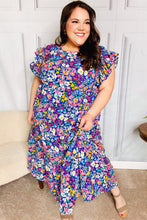 Load image into Gallery viewer, Just A Dream Navy Floral Smocked Ruffle Sleeve Maxi Dress
