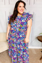 Load image into Gallery viewer, Just A Dream Navy Floral Smocked Ruffle Sleeve Maxi Dress
