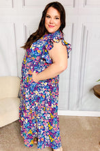 Load image into Gallery viewer, Just A Dream Navy Floral Smocked Ruffle Sleeve Maxi Dress
