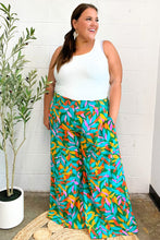 Load image into Gallery viewer, Summer Vibes Green &amp; Orange Abstract Print Smocked Palazzo Pants
