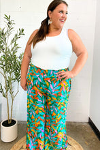 Load image into Gallery viewer, Summer Vibes Green &amp; Orange Abstract Print Smocked Palazzo Pants
