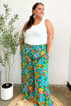 Load image into Gallery viewer, Summer Vibes Green &amp; Orange Abstract Print Smocked Palazzo Pants
