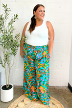 Load image into Gallery viewer, Summer Vibes Green &amp; Orange Abstract Print Smocked Palazzo Pants
