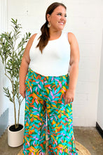 Load image into Gallery viewer, Summer Vibes Green &amp; Orange Abstract Print Smocked Palazzo Pants
