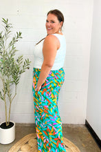 Load image into Gallery viewer, Summer Vibes Green &amp; Orange Abstract Print Smocked Palazzo Pants
