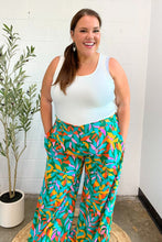 Load image into Gallery viewer, Summer Vibes Green &amp; Orange Abstract Print Smocked Palazzo Pants
