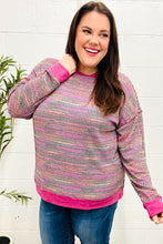 Load image into Gallery viewer, Bring Joy Magenta Multicolor Textured Waffle Knit Sweater
