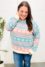 Load image into Gallery viewer, Snow White Nordic Fair Isle Print Cable Knit Hacci Sweater
