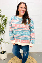 Load image into Gallery viewer, Snow White Nordic Fair Isle Print Cable Knit Hacci Sweater
