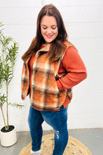 Load image into Gallery viewer, Put Together Rust Taupe Plaid Snap Button Quilted Puffer Vest
