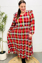 Load image into Gallery viewer, Adorable In Red Plaid Ruffle Detail Fit &amp; Flare Midi Dress
