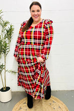 Load image into Gallery viewer, Adorable In Red Plaid Ruffle Detail Fit &amp; Flare Midi Dress
