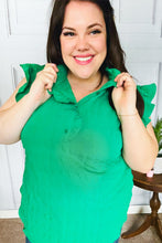 Load image into Gallery viewer, Glamorous In Kelly Green Textured Ruffle Mock Neck Top
