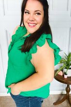 Load image into Gallery viewer, Glamorous In Kelly Green Textured Ruffle Mock Neck Top
