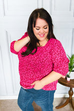 Load image into Gallery viewer, Perfectly You Fuchsia Floral Three Quarter Sleeve Square Neck Top
