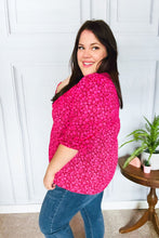 Load image into Gallery viewer, Perfectly You Fuchsia Floral Three Quarter Sleeve Square Neck Top
