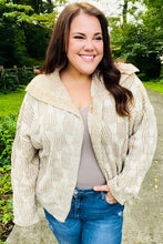 Load image into Gallery viewer, Autumn Vibes Taupe Textured Cable Knit Collared Cardigan
