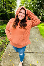 Load image into Gallery viewer, Cozy Days Rust Mineral Wash Rib Knit Hoodie
