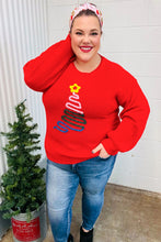 Load image into Gallery viewer, All I Want Red Christmas Tree Lurex Embroidery Sweater
