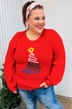 Load image into Gallery viewer, All I Want Red Christmas Tree Lurex Embroidery Sweater
