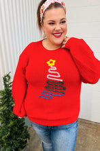 Load image into Gallery viewer, All I Want Red Christmas Tree Lurex Embroidery Sweater
