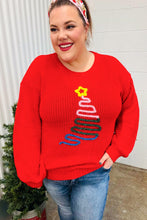 Load image into Gallery viewer, All I Want Red Christmas Tree Lurex Embroidery Sweater
