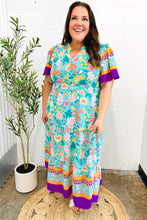 Load image into Gallery viewer, Beautiful You Mint Floral Border Print Smocked Waist Maxi Dress
