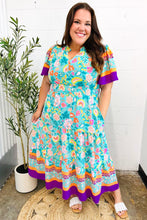 Load image into Gallery viewer, Beautiful You Mint Floral Border Print Smocked Waist Maxi Dress
