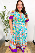 Load image into Gallery viewer, Beautiful You Mint Floral Border Print Smocked Waist Maxi Dress
