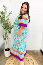 Load image into Gallery viewer, Beautiful You Mint Floral Border Print Smocked Waist Maxi Dress
