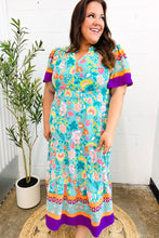 Load image into Gallery viewer, Beautiful You Mint Floral Border Print Smocked Waist Maxi Dress
