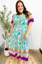 Load image into Gallery viewer, Beautiful You Mint Floral Border Print Smocked Waist Maxi Dress
