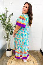 Load image into Gallery viewer, Beautiful You Mint Floral Border Print Smocked Waist Maxi Dress
