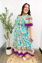 Load image into Gallery viewer, Beautiful You Mint Floral Border Print Smocked Waist Maxi Dress
