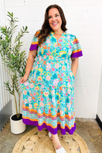 Load image into Gallery viewer, Beautiful You Mint Floral Border Print Smocked Waist Maxi Dress
