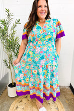 Load image into Gallery viewer, Beautiful You Mint Floral Border Print Smocked Waist Maxi Dress
