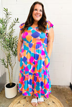 Load image into Gallery viewer, Bold &amp; Beautiful Multicolor Abstract Floral Fit &amp; Flare Midi Dress
