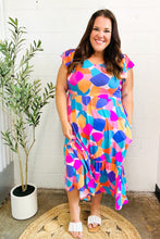 Load image into Gallery viewer, Bold &amp; Beautiful Multicolor Abstract Floral Fit &amp; Flare Midi Dress
