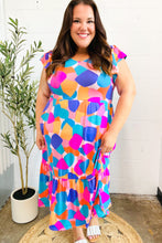 Load image into Gallery viewer, Bold &amp; Beautiful Multicolor Abstract Floral Fit &amp; Flare Midi Dress
