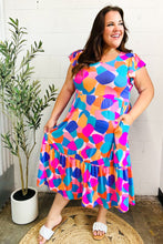 Load image into Gallery viewer, Bold &amp; Beautiful Multicolor Abstract Floral Fit &amp; Flare Midi Dress
