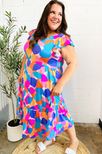 Load image into Gallery viewer, Bold &amp; Beautiful Multicolor Abstract Floral Fit &amp; Flare Midi Dress
