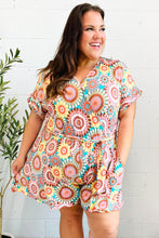 Load image into Gallery viewer, Feeling Bold Multicolor Mandala Print Surplice Tie Waist Romper
