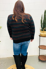 Load image into Gallery viewer, Spread Joy Black &amp; Multicolor Jacquard Knit Sweater
