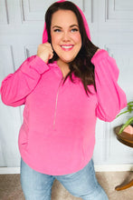 Load image into Gallery viewer, Ready to Relax Hot Pink Half Zip French Terry Hoodie
